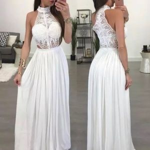 Womens Maxi White Party Dress